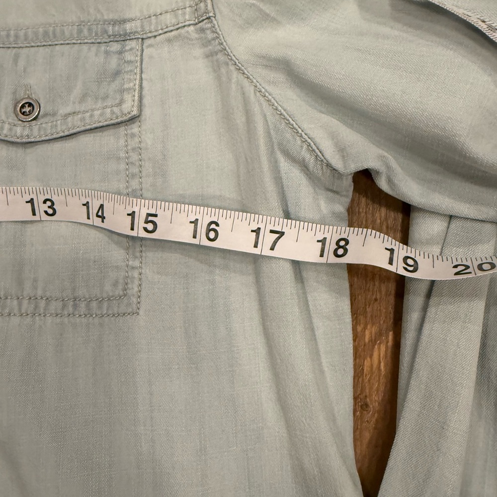 Eileen Fisher Chambray Shirt Dress M Tencel Cotton Pockets Button Front Casual - Picture 11 of 12